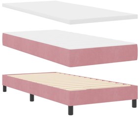 Cama Box com Colchão vidaXL Rosa 90x190 cm em Veludo