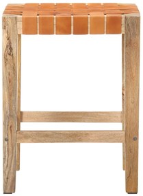 Bancos de bar 2 pcs couro genuíno 60 cm castanho