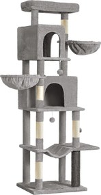 Arranhador Gatos, 59 x 48 x 190 cm, com 2 cavidades cinzento