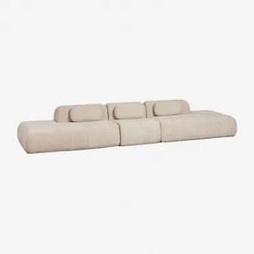Sofá Modular De 3 Peças Com Duplo Divã Em Chenille Embalado A Vácuo Merida Chenille Grossa Bege Tapioca - Sklum