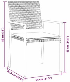 Conjunto de Jantar de Jardim com 5 Peças e Almofadas - Preto - Rattan