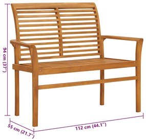 Banco jardim c/ almofadão cinza-acastanhado 112 cm teca maciça