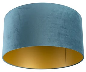Abajur de veludo azul 50/50/25 com interior dourado