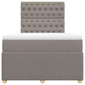 Cama boxspring c/ colchão 120x190cm tecido castanho-acinzentado