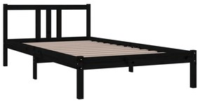 Estrutura de cama 100x200 cm madeira maciça preto