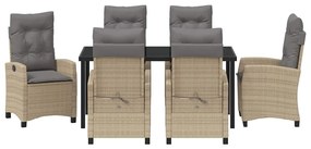Conjunto de Jantar de Jardim da com 7 Peças e Almofadas em Rattan Sint