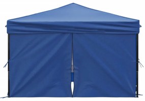 Tenda para festas dobrável com paredes laterais 3x3 m azul