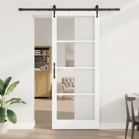 Porta Deslizante vidaXL com Conjunto de Ferragens Branca 93x232 cm Mad