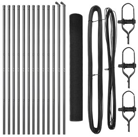 Conjunto de Postes de Cerca Conjunto de 2 Cinza Metal, Plástico
