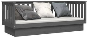 Sofá-cama 90x190 cm madeira de pinho maciça cinzento