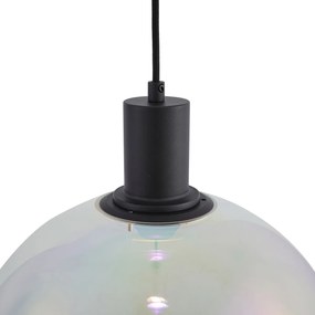 Candeeiro suspenso de design preto com vidro transparente 35cm - Mallon Design
