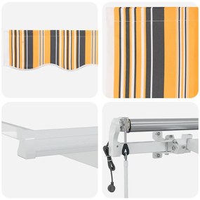 Toldo Retrátil Listras Laranja / Cinza / Azul 350 x 250 cm