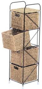 HomCom® Prateleira Cor Vime Natural e Preto Vime Metal 20x20x78cm