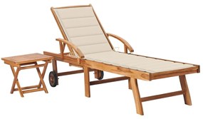 Espreguiçadeira com mesa e almofadão madeira de teca maciça