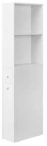 Armário de banheiro VASAGLE Slim, armário de banheiro estreito, armário independente com gavetas de armazenamento e prateleira ajustável, para espaços pequenos, estilo moderno, branco