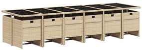 13 pcs conj. jantar jardim c/ almofadões vime PE bege misturado