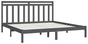 Estrutura de cama 200x200 cm madeira maciça cinzento