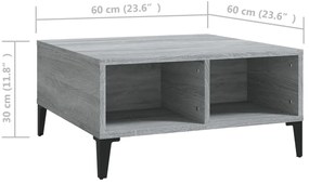 Mesa de centro 60x60x30 cm derivados de madeira cinzento sonoma