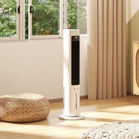 Climatizador Evaporativo 3 em 1 com Depósito de 3 L Oscilação 48° 3 Velocidades 3 Modos Temporizador 12h Branco