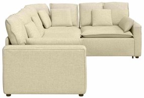Sofá modular com almofadas tecido creme