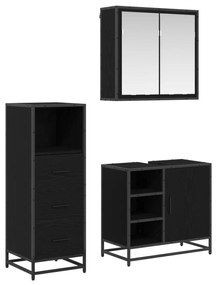 vidaXL Conjunto de Móveis para Banheiro com porta 3 pcs Carvalho Preto