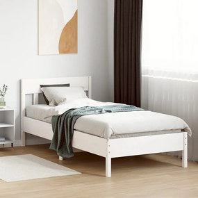 Estrutura de cama com cabeceira 90x200 cm pinho maciço branco