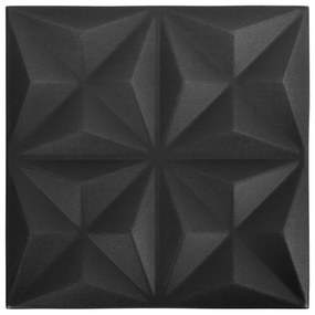 Painéis de parede 3D 12 pcs 50x50 cm 3 m² preto origami