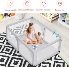 Centro de atividades para cercadinho de bebê com 50 bolas e porta de zíper de malha respirável - preto