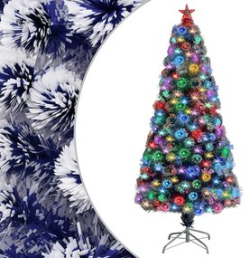 vidaXL Árvore Natal artificial pré-iluminada fibra ótica branco/azul
