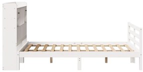 Cama com estante sem colchão 135x190 cm pinho maciço branco