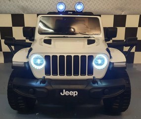 Carro infantil Jeep Wrangler, 12 volts, 4x4, telecomandado, , pneus de EVA, assento em pele branco