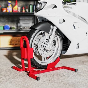 Elevador de motos com suporte de oficina  60 x 55 x 43 cm, bloqueador de roda para motos de 17 a 21 polegadas, patins antiderrapantes em metal, vermel