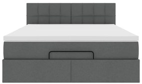 Cama otomana com colchão 140x190 cm tecido cinzento escuro