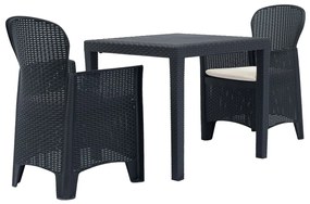 276113 vidaXL Conjunto bistrô 3 pcs plástico antracite com aspeto de vime