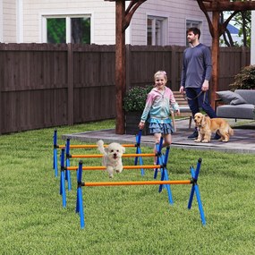Conjunto de equipamento de agilidade para cães, conjunto de agilidade portátil para cães com altura ajustável, saco de transporte, laranja