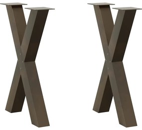 vidaXL Pés para mesa de jantar em formato de X, 2 peças, aço natural, 50x(72-73) cm, aço