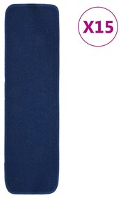 vidaXL Tapetes antiderrapantes p/ escadas 15 pcs 75x20 cm azul marinho