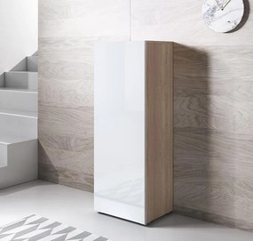 Armário Alto Coimbra – 40x128 cm – Sonoma e Branco com Pés