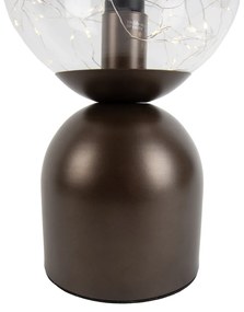 LED Hotel chique tafellamp donkerbrons met helder glas incl. E27 lichtsnoer - Pallon Trend Chique de hotel