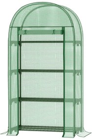 Outsunny Estufa de Jardim com 4 Prateleiras Metálicas Porta Enrolável e Cobertura de PE Estufa de Varanda para Cultivo de Plantas Flores 80x49x160cm Verde