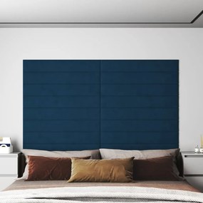 vidaXL Painel de parede 12 pcs 90x15 cm veludo 1,62 m² azul