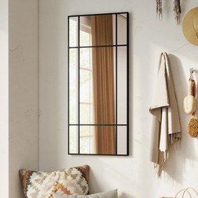 Espelho de Parede Retangular Estilo Janela, 110 x 2 x 50 cm, Instalação Horizontal ou Vertical, Preto