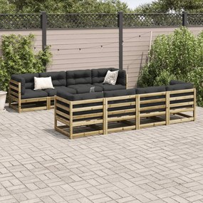 9 pcs conjunto sofás jardim madeira de pinho impregnada