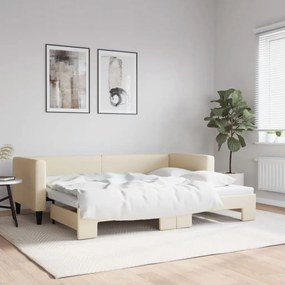 Sofá-cama com gavetão 80x200 cm tecido cor creme