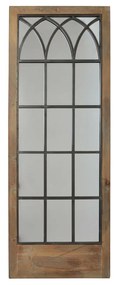 Espelho de Parede Dkd Home Decor Preto Metal Castanho Bétula Janela (60 X 3 X 160 cm)