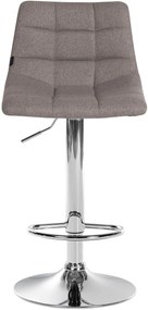 Banco de bar Jerry em tecido com estrutura cromada 87-108,5 x 43 x 46,5 cm Cinzento