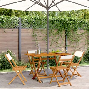 Cadeiras de jardim dobráveis 4 pcs tecido/madeira branco nata