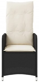Cadeiras jardim reclináveis 2 pcs com mesa vime PE preto
