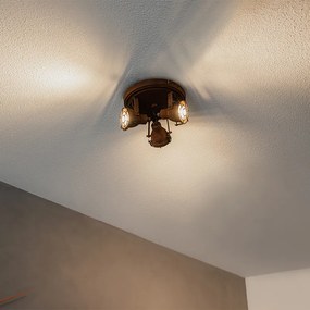 Projetores de teto industriais 3 luzes castanho enferrujado - Sorra