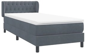 Cama com molas/colchão 90x220 cm veludo cinzento-escuro